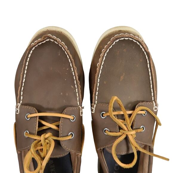 J Crew Shoes Mens 11 Casual Boat Deck Loafer Moc Toe Classic Brown Preppy 2 Eye - Picture 7 of 10